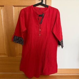 Lilaram’s Red Tunic with Patterned Cuffs